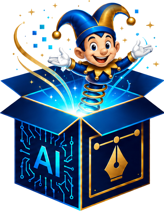 Jack — a jester springing out of an AI box